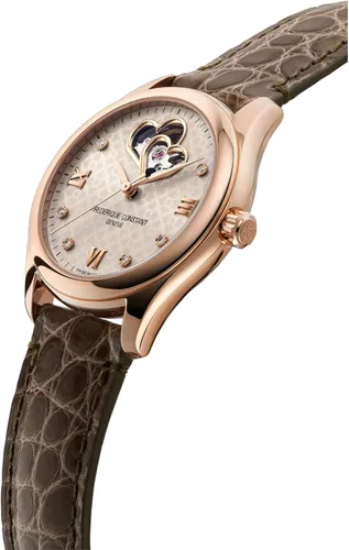 Vista 2 de Frederique Constant Reloj automático para mujer de acero inoxidable con correa de cocodrilo 20 modelo FC-310LGDHB3B4 gris pardo y gris Gris pardo