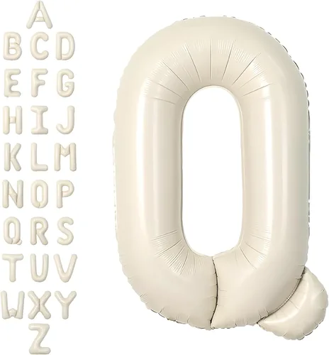 Vista 37 de SUWEN Globos de helio grandes de 102 cm (40 pulgadas) con letra S en color crema. Globos grandes de papel de aluminio con letra en helio, de A a Z.
