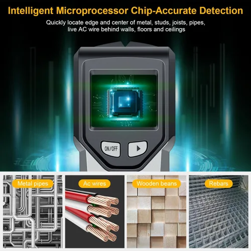 Vista 2 de Detector de Vigas Escáner de Pared - Herramienta Detector de Vigas 5 en 1 con Chip Inteligente y Pantalla LCD HD, Detector de Vigas Buscador