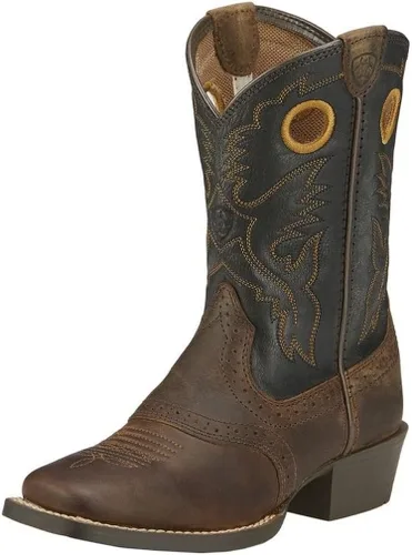 Vista 2 de Botas vaqueras Ariat occidentales RoughStock para niños Gastado Marrón/Negro