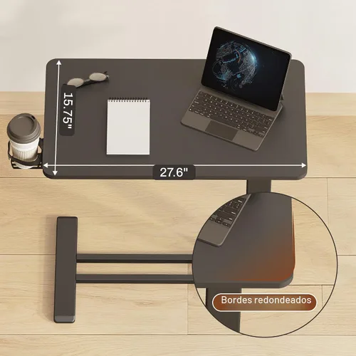 Vista 6 de FLEXISPOT Escritorio Móvil de Pie con Ruedas Escritorio Neumático para Laptop Carrito de Computadora Rodante Móvil Altura Ajustable Pequeño Negro