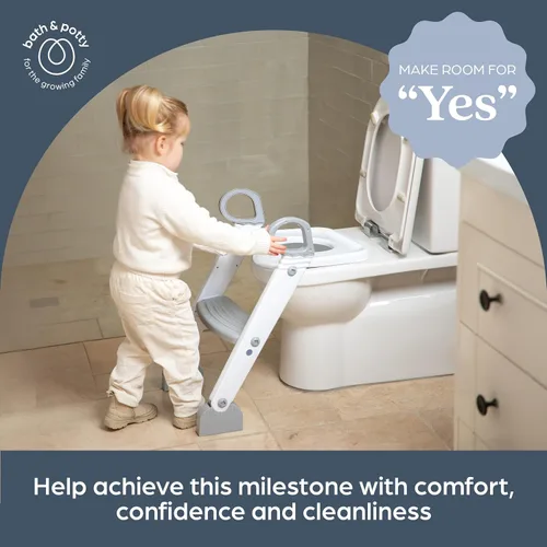 Vista 6 de Dreambaby Asiento de inodoro para niños pequeños con escalones, asiento ajustable para orinal con protector contra salpicaduras, adorno para orinal