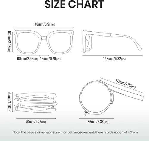 Vista 8 de Cyxus Square Folding Foldable Sunglasses Women Men Uv400 Protection Anti Glare TR90 Ultralight Foldable