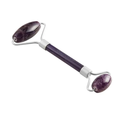 Vista 3 de EcoTools Rodillo facial de amatista, rodillo facial y masajeador de piedra real, herramienta para el cuidado de la piel y esculpir, reduce