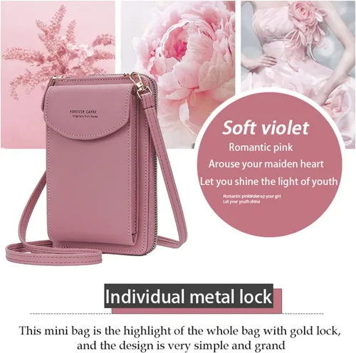 Vista 5 de Cartera de mano original, bolsa cruzada de piel sintética para teléfono celular para mujer, cartera de alta capacidad original