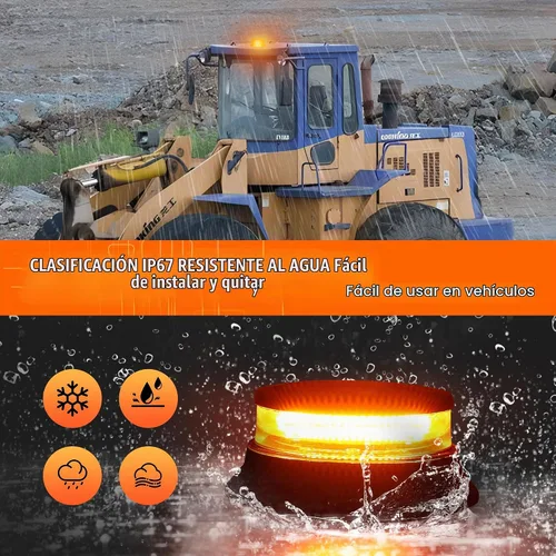 Vista 6 de Luces de baliza estroboscópica ámbar LED WINECO, luces de advertencia de emergencia de seguridad intermitentes giratorias para carretilla elevadora