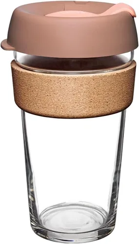 Vista 24 de KeepCup Brew Cork - Taza de café reutilizable de vidrio templado y corcho natural, M 12 oz/340 ml - Negro