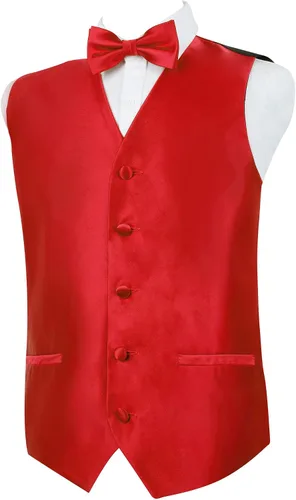 Vista 2 de Alizeal Conjunto clásico de corbatín, corbata y chaleco de traje para niños