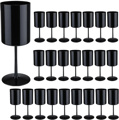 Vista 24 de Paquete de 12 copas de vino de plástico de 10 onzas, grandes y reutilizables, copas de champán vintage con tallo, vasos acrílicos inastillables