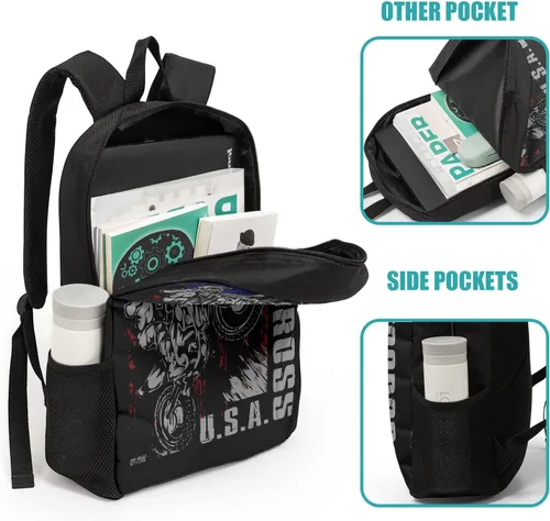 Vista 4 de Giwawa Mochilas escolares geniales para adolescentes y niños, juego de bolsas escolares, bolsa de almuerzo, estuche para lápices, Bandera