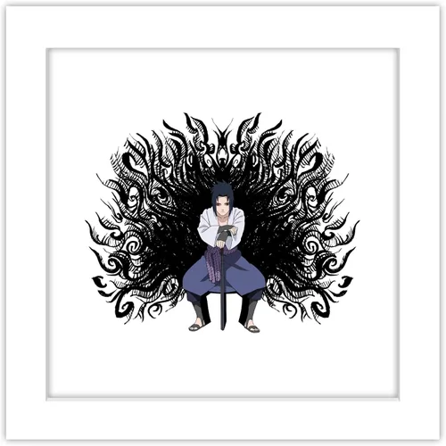 Vista 11 de Gallery Pops Naruto Shippuden - Sasuke Uchiha Amaterasu - Arte de pared, versión enmarcada negra, 12 x 12 pulgadas Versión con marco negro
