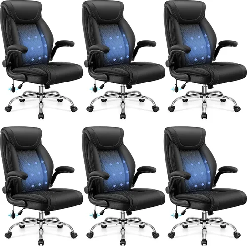 Vista 17 de BestGlory Silla de oficina ejecutiva con soporte lumbar, silla de escritorio ergonómica grande y alta, silla de cuero cómoda con respaldo alto