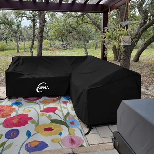 Vista 7 de Kipiea Funda para Sofá Seccional en Forma de L para Patio, Tela Oxford Resistente 420D, Funda Seccional para Exteriores con 6 Hebillas a Prueba