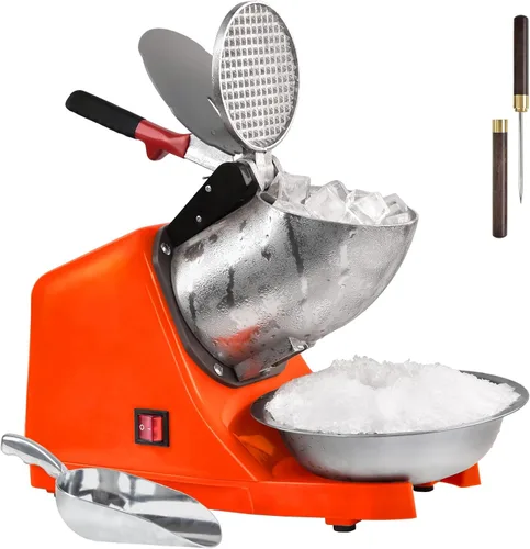 Vista 9 de Máquina eléctrica de hielo afeitado, con picahielo y cuchara, 3 cuchillas de máquina eléctrica de cono de nieve (300 W, 2200 r/min), máquina