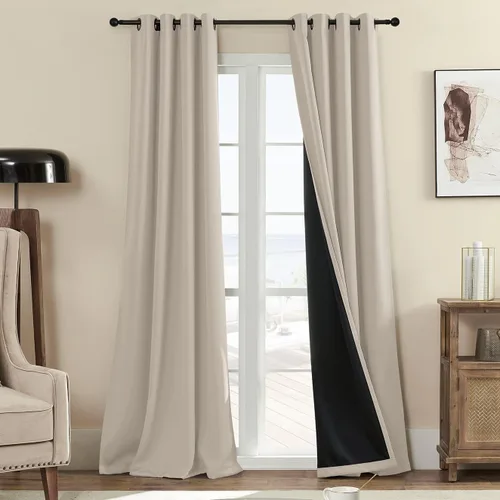 Vista 46 de Rutterllow - Cortinas 100% opacas, paneles de cortina con ojales, aislamiento térmico y bloqueo de luz para habitación y sala de estar