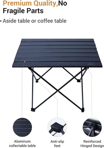 Vista 5 de Nice C Mesa de campamento, mesa de campamento, mesa plegable, mesa de playa, plegable plegable, de aluminio, ultraligera, compacta con bolsa