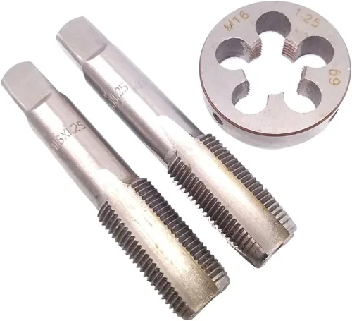 Vista 7 de M6mm x 1 HSS métrico y juego de troqueles de rosca de mano derecha, herramienta de bricolaje de roscado 3 piezas (M6 x 0.039 in)