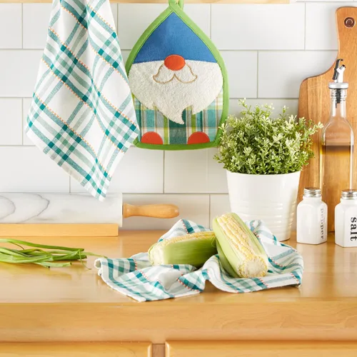 Vista 5 de DI Kitchen Accessories Collection - Juego de regalo decorativo, juego de agarradera y toallas de cocina, DT 18 x 28/PH 7.5 x 10, gnomo de jardín, 2