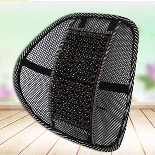 Vista 3 de Soporte lumbar de madera con cuentas de masaje cómodo cojín de respaldo para asiento de automóvil, silla de oficina en casa, negro
