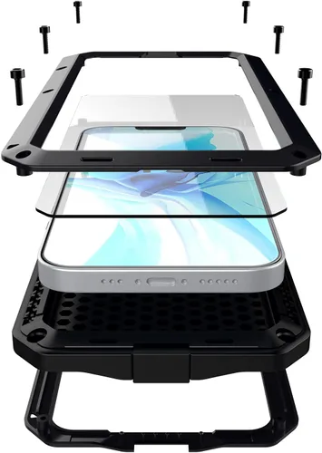 Vista 9 de Funda para iPhone 13 Pro Max, funda protectora de cuerpo completo 360, resistente, a prueba de golpes, funda de metal de aluminio con armadura