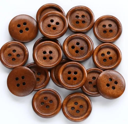 Vista 8 de 200 botones de madera de color marrón de 1/2 pulgada (0.492 in) para manualidades, proyecto de costura de botón de madera