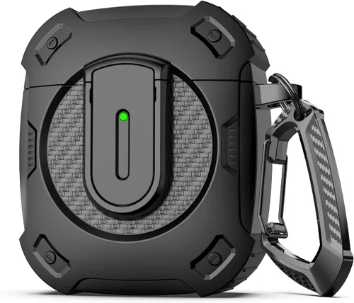 Vista 37 de RFUNGUANGO Funda para AirPod de 2ª generación con kit de limpieza, armadura protectora de carcasa dura militar con bloqueo para funda de carga
