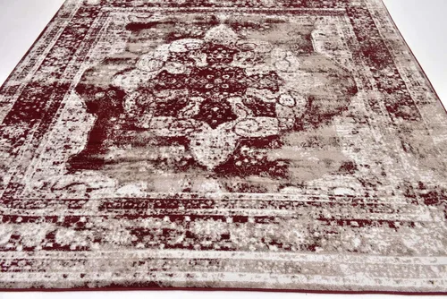 Vista 411 de Unique Loom Colección Sofia - Alfombra de área Salle Garnier (7' 1" x 10' Rectángulo, Borgoña/ Marfil)