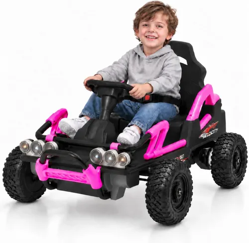 Vista 12 de 12V Electric Go Kart for Kids, Ride On Buggy Car with Metal Frame Ages 3-6 Blue
