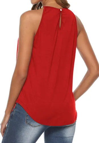 Vista 3 de Bluetime - Camisetas sin mangas con cuello halter para mujer, de encaje, con tirantes delgados, para verano
