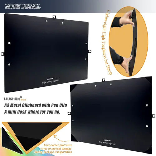 Vista 5 de Portapapeles de aluminio de 11 x 17 pulgadas, de metal inoxidable, colgable, portapapeles de arte, tablero de clip extra grande para talleres