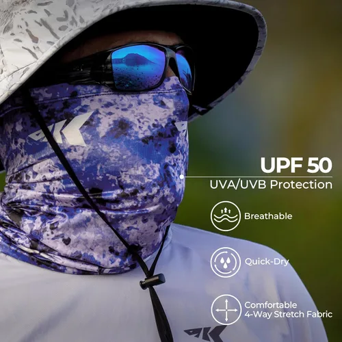 Vista 2 de KastKing Sol Armis - Polaina para el cuello, máscara facial UPF 50, máscara de protección solar UV para hombres y mujeres, pesca, senderismo E