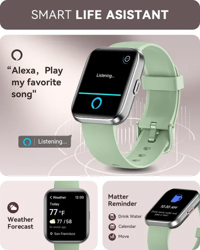Vista 5 de aeac Paquete de 2 relojes inteligentes (negro + verde) para hombres y mujeres