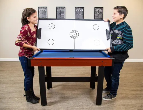 Vista 8 de Hathaway Triad - Mesa de juego múltiple – Mesa de billar de 48 pulgadas que ahorra espacio con tenis de mesa ligero y cubierta de mesa de hockey