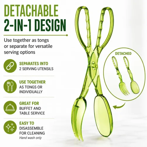 Vista 3 de HIC Harold Import Co HIC Harold Import Co. Pinza para ensalada, con bisagras, 11.5 pulgadas, verde