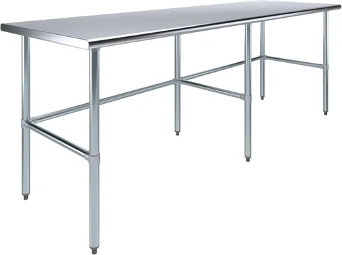 Vista 19 de AmGood Mesa de trabajo de acero inoxidable con base abierta, banco de trabajo de metal