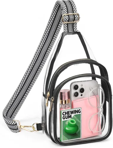 Vista 8 de HULISEN Bolso bandolera transparente para eventos de estadio, bolso transparente para mujeres, bolso cruzado aprobado por estadios para fanáticos