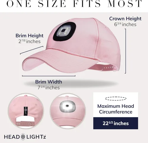 Vista 2 de HEAD LIGHTZ Gorra de béisbol LED recargable, luz USB integrada con 3 niveles de brillo, perfecta para correr, caminar, acampar, sombrero iluminado