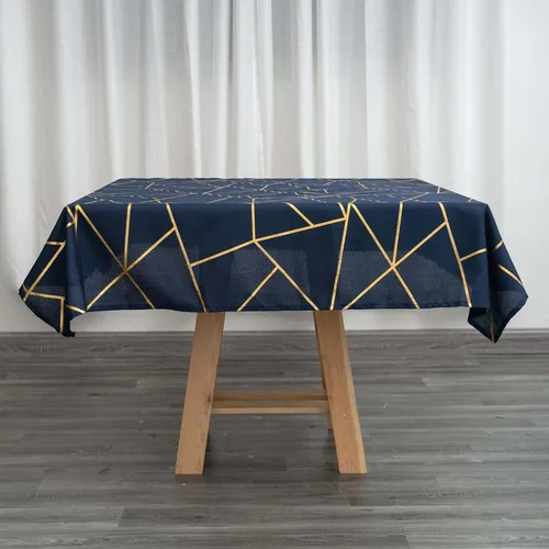 Vista 27 de Efavormart - Mantel redondo de poliéster de 120 pulgadas con patrón geométrico dorado Morado