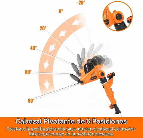 Vista 4 de GARCARE Cortasetos Eléctrico 2 en 1, Cortasetos de Pértiga con Cable de 4.8A con Cuchilla de Corte Láser de 18 Pulgadas Dual-Action Laser Blade