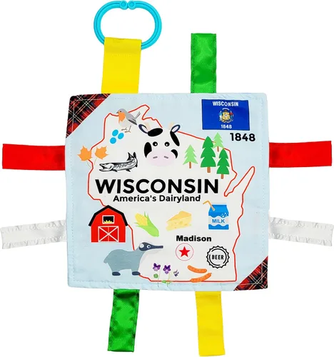 Vista 23 de Baby Jack & Co - Cochecito de juguete para bebés de 8 x 8 pulgadas con etiqueta del estado de Arkansas, juguetes arrugados para desarrollar cinco