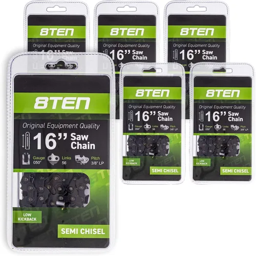 Vista 7 de 8TEN Cadena de motosierra para Husqvarna 136 137 141 142 240 Echo 501847052 Echo 91PXL52CQ 16 pulgadas .050 3/8 56DL paquete de 2
