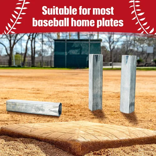 Vista 6 de Dunzy 3 anclajes de tierra de béisbol estilo prensado para bases de béisbol, color plateado
