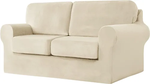 Vista 32 de Funda de sofá con fundas de cojín de asiento separadas y fundas de respaldo, fundas elásticas para sofá, fundas protectoras de terciopelo