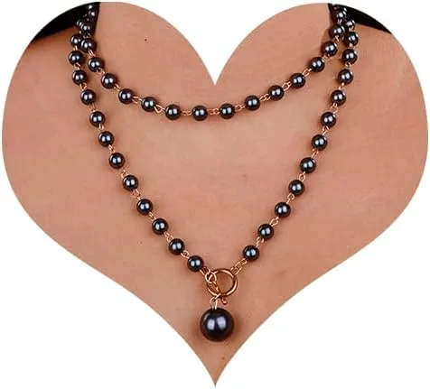 Vista 7 de Aimimier Delicado collar de perlas de imitación con cierre de palanca OT con aretes, cadena de oro, accesorios de joyería de perlas de los años 20