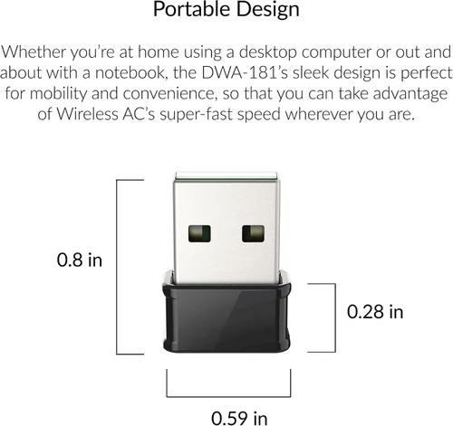 Vista 4 de D-Link Adaptador USB WiFi de doble banda AC1300 inalámbrico para Internet para PC de escritorio, portátil, juegos, MU-MIMO, compatible con Windows