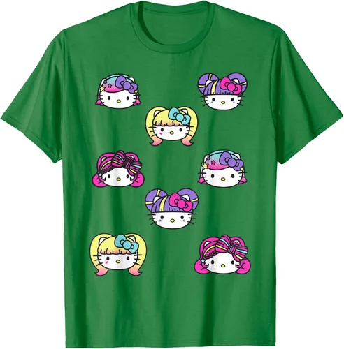 Vista 4 de hello kitty Kawaii Multi peinado Tee, Azul (Heather blue)