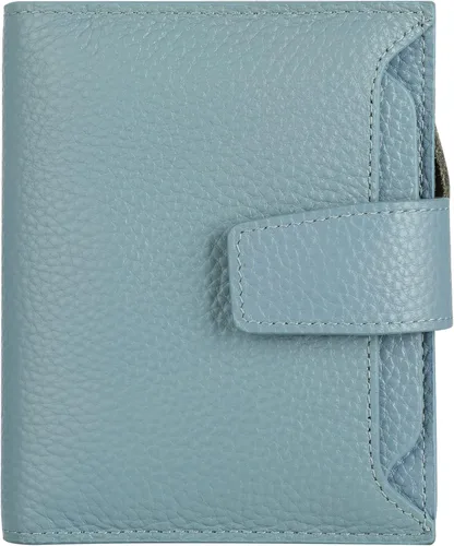 Vista 63 de Lavemi Pequeña cartera compacta para mujer, con bloqueo RFID, de piel auténtica, plegable, con ventanas de identificación