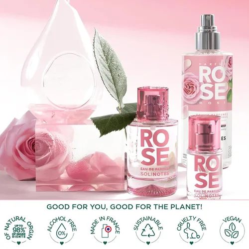 Vista 5 de Solinotes Rose Body & Hair Mist, Fragancia perfumada en aerosol, Francia, 8.5 fl oz