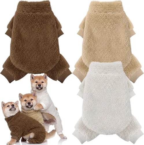 Vista 8 de Reginary 3 piezas de pijamas para perros, ropa para cachorros, abrigos de invierno, pijamas elásticos para cachorros, mono esponjoso, suéter