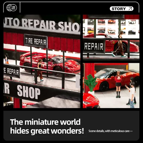 Vista 6 de Display Case for Hot Wheels 1:64 Toy Car Garage Lighted,Auto Repair Scene 82055